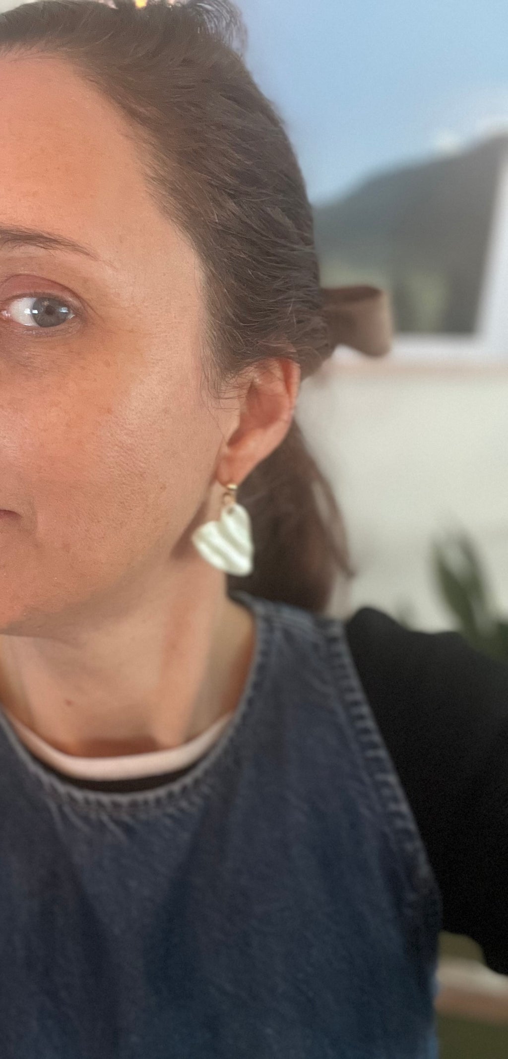 Draped in the shape of a heart.