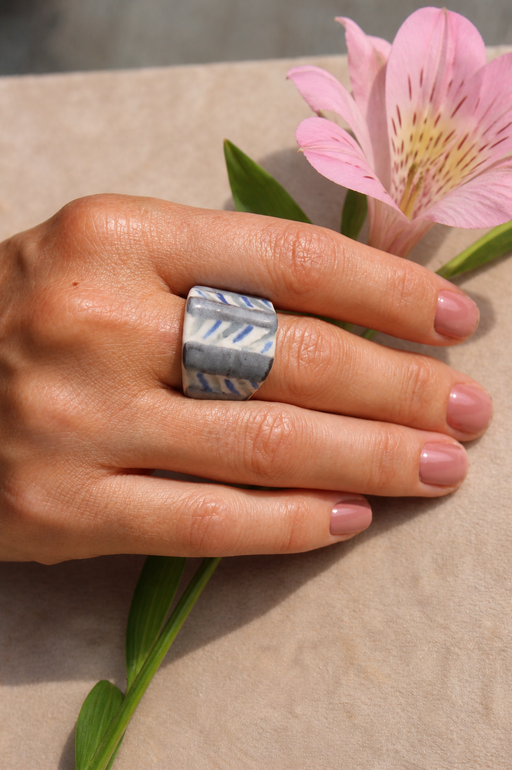 Bague Porcelaine: Ciel d'été