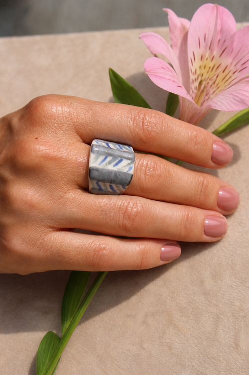 Bague Porcelaine: Ciel d'été