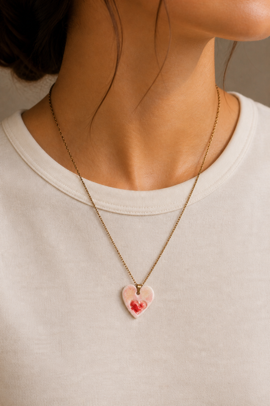 Pendentif Amour à l’Infini Porcelaine Rouge