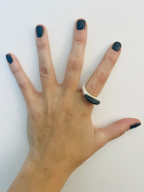 Bague en porcelaine vert forêt