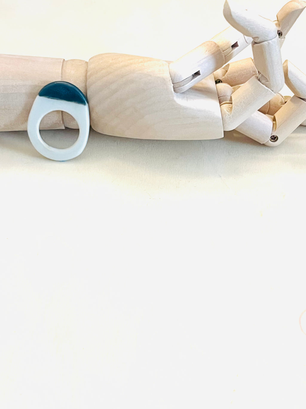 Bague en porcelaine vert forêt