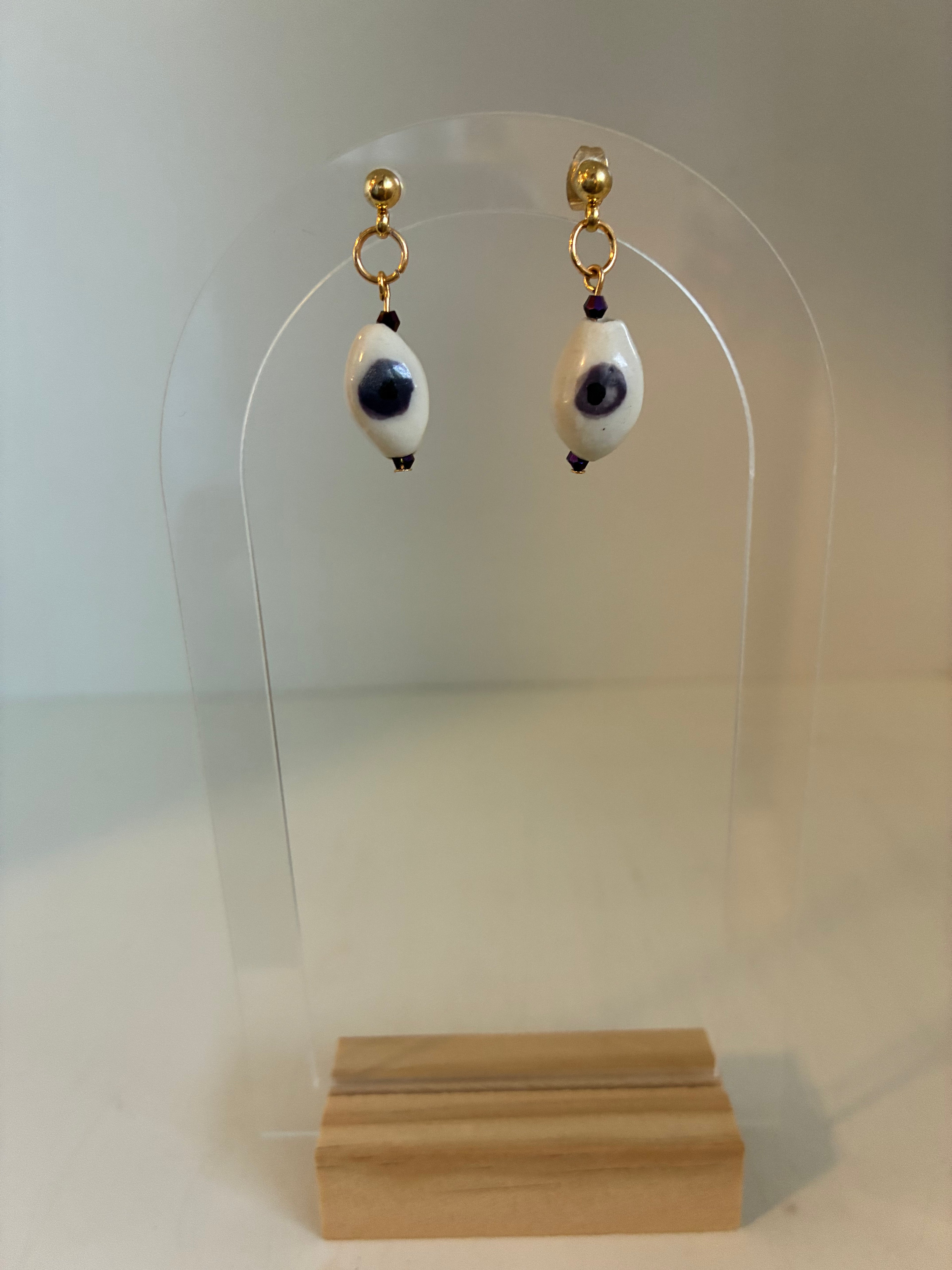 Boucles d'oreilles Evil Eye Mauve Porcelaine