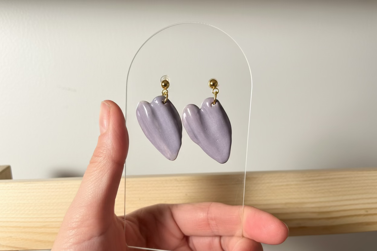 Cœur drapé mauve en porcelaine